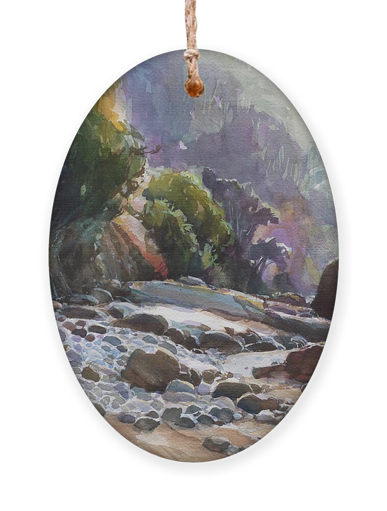 Oregon Ornament featuring the painting Coastal Wilderness by Steve Henderson