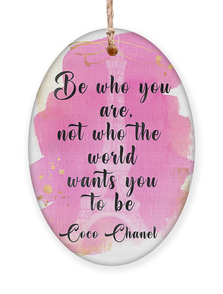 Coco Chanel quote pink watercolor Ornament by Mihaela Pater - Fine Art  America