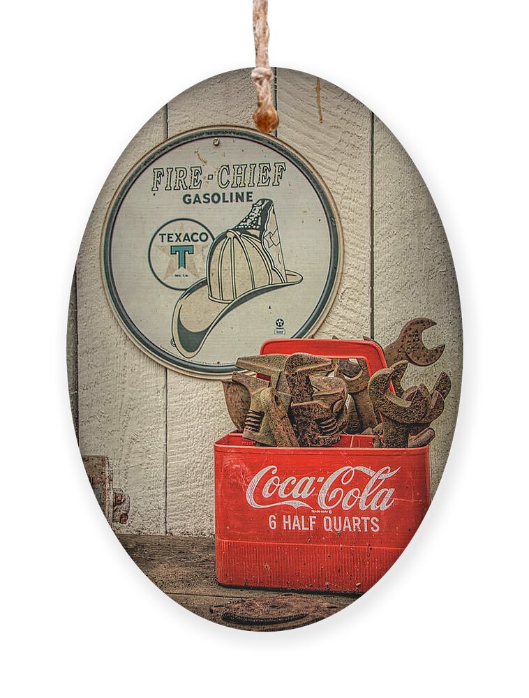 Vintage Ornament featuring the photograph Cola Cooler of Wrenches by Kristia Adams