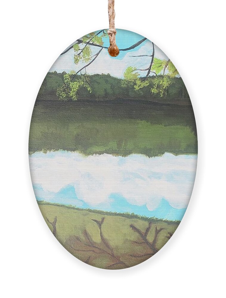  Ornament featuring the painting Collins Pond by Jam Art