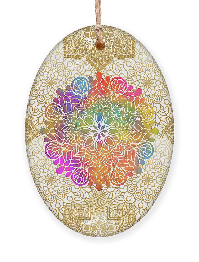 Mandala Ornament featuring the digital art Colorful Gold Mandala Pattern by Sambel Pedes