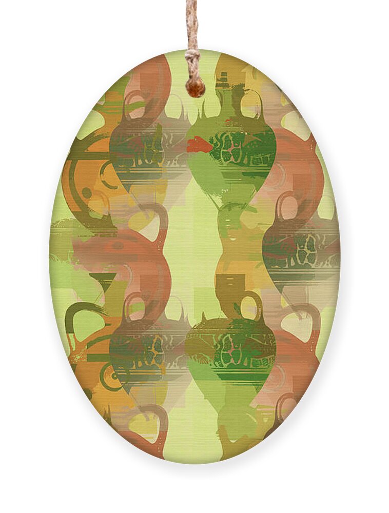 Greek Ornament featuring the digital art Colorful Greek Vases Abstract Pattern-Vessels not a few by Shelli Fitzpatrick