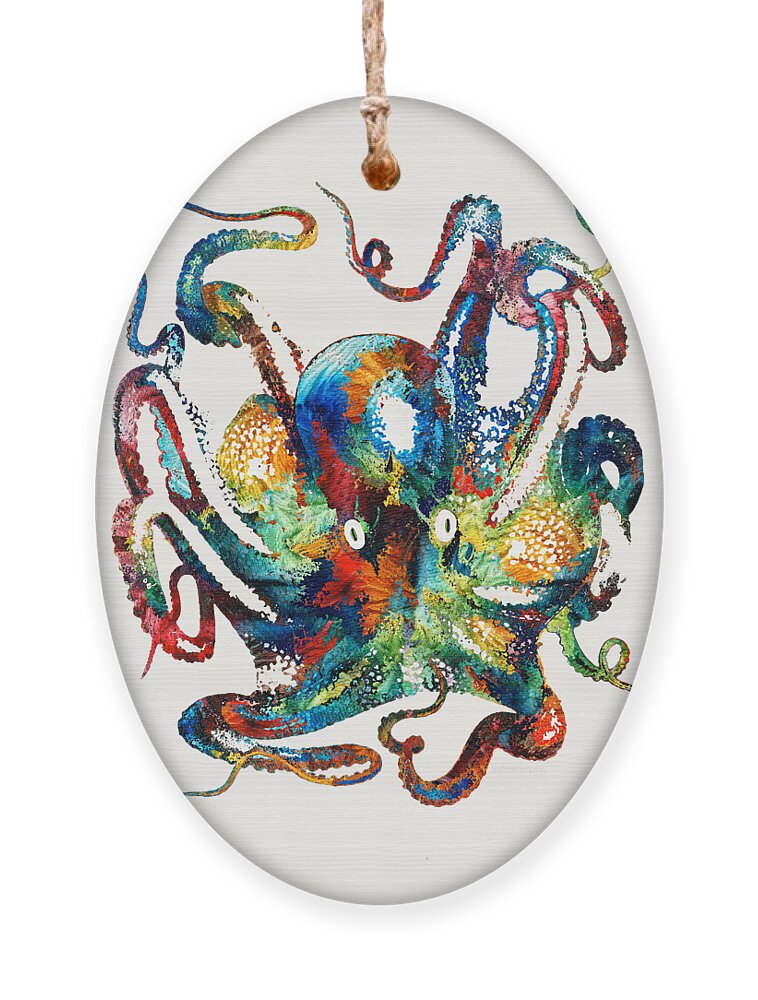 Octopus Ornament featuring the painting Colorful Octopus Art by Sharon Cummings by Sharon Cummings