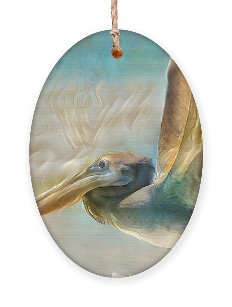 Pelican Ornament featuring the mixed media Colorful Pelican Art by Debra Kewley