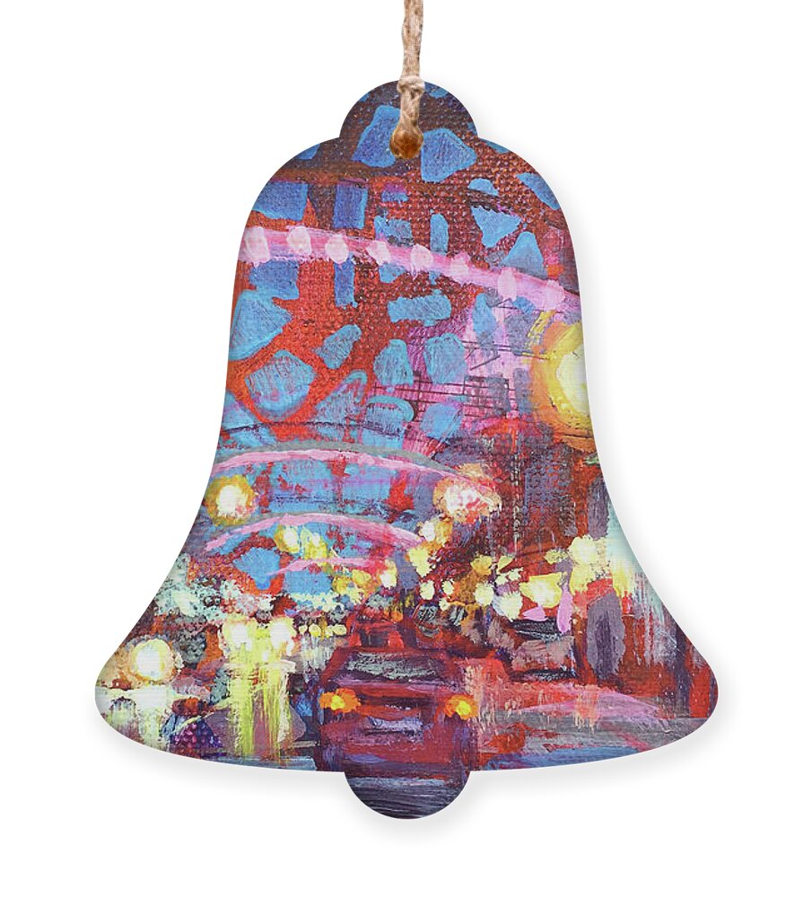 Festive Ornament featuring the painting Colorful Short North by Robie Benve