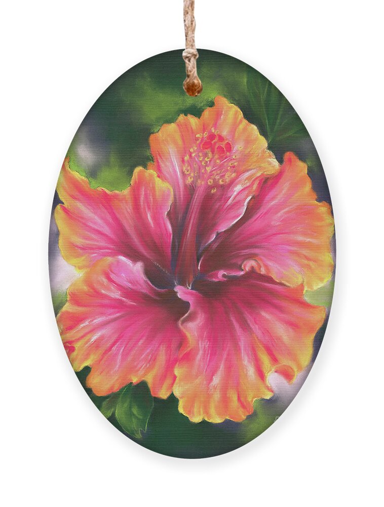Botanical Ornament featuring the painting Colorful Tropical Hibiscus Flower by MM Anderson