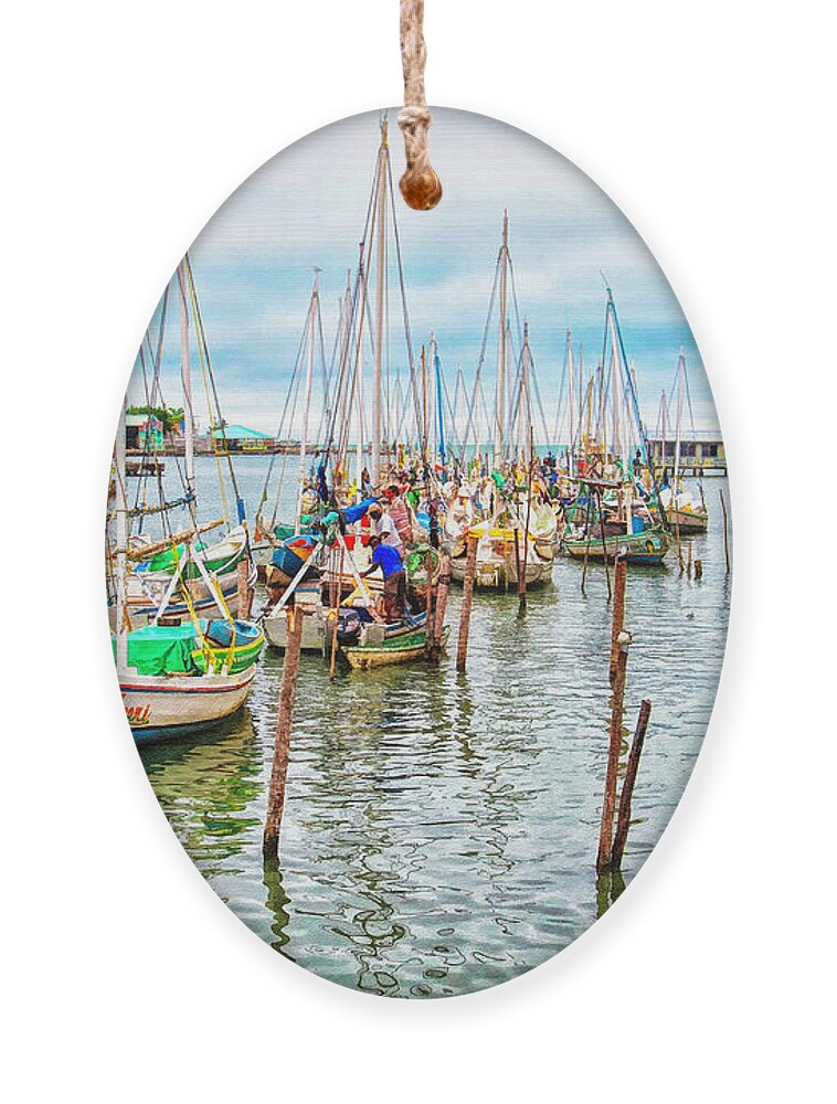 Belize Ornament featuring the photograph Colors of Belize - Digital paint by Tatiana Travelways