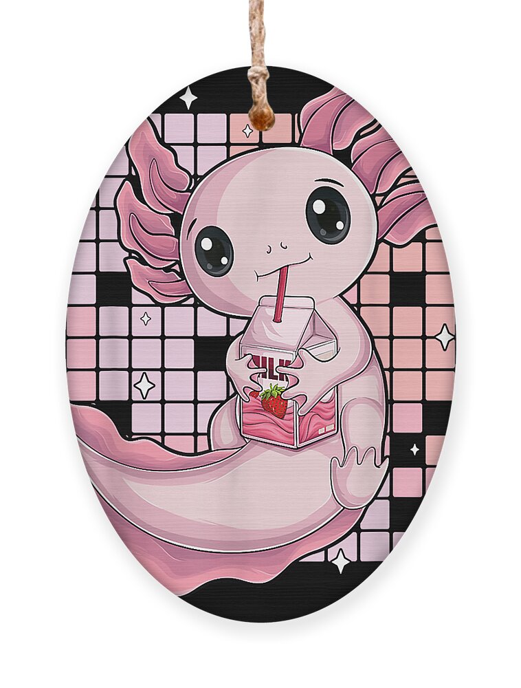 Comfortable Feeling Kawaii Axolotl Japanese Strawberry Milk Shake Anime  Cartoon Cute Fan Ornament by Ezone Prints - Pixels