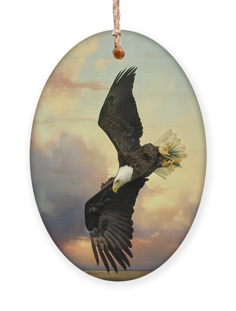 Bald Eagle Ornament featuring the photograph Coming Down To Earth by Jai Johnson