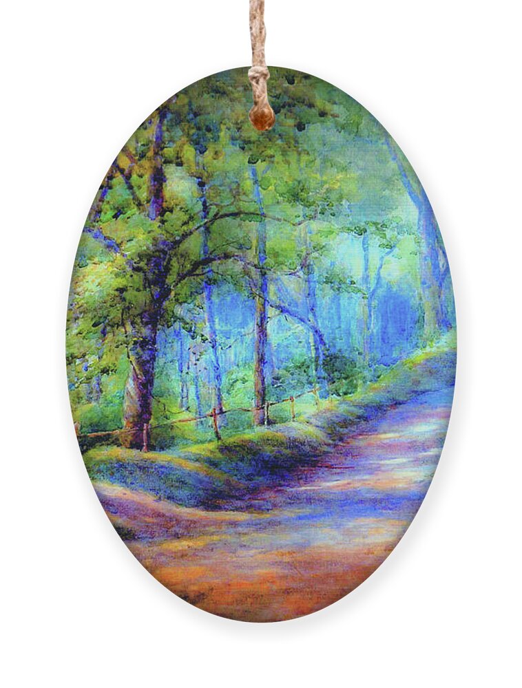 Landscape Ornament featuring the painting Coming Home Country Road by Jane Small