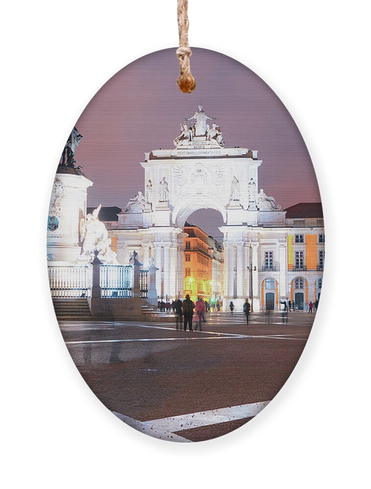 Lisbon Ornament featuring the photograph Commerce square in Lisbon, Portugal by Anastasy Yarmolovich