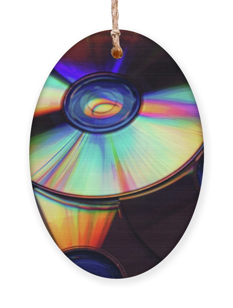 Compact Disks Ornament featuring the digital art Compact Disks by Phil Perkins