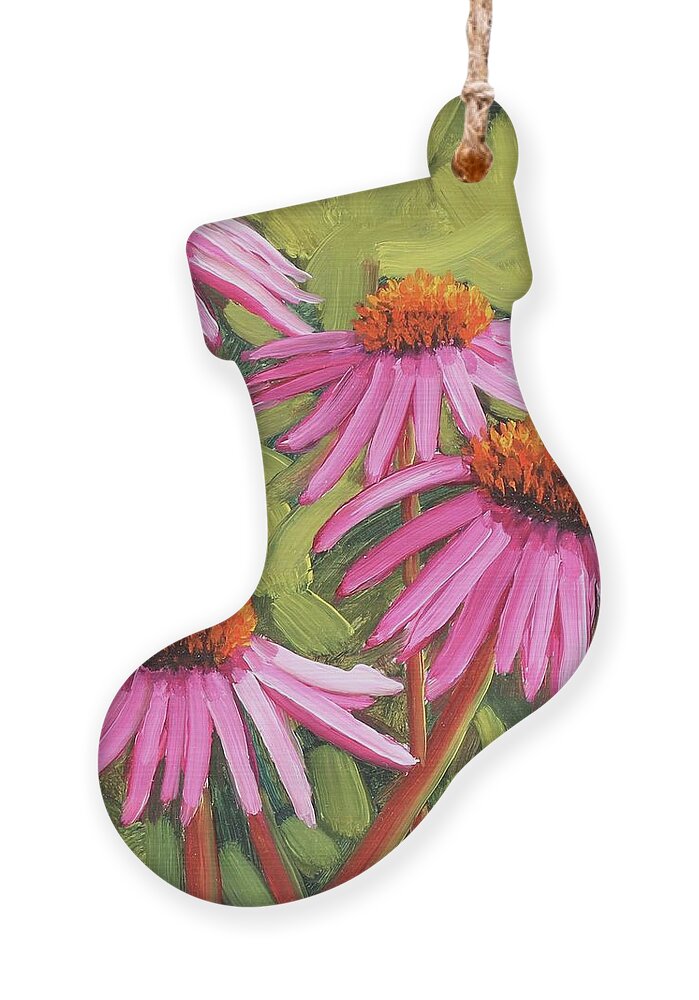 Cone Flowers Ornament featuring the painting Cone Flowers by Kevin Hughes