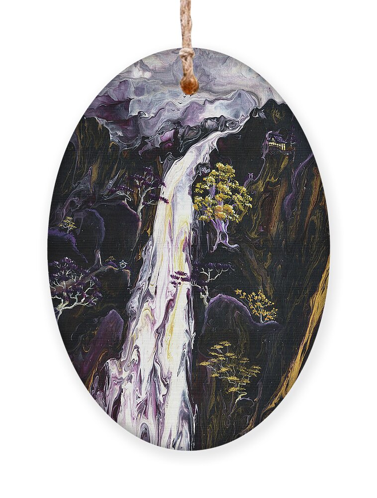 Waterfall Ornament featuring the painting Contemplating the Journey by Laura Iverson