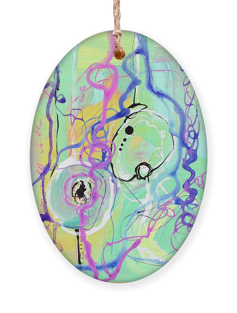 Modern Abstract Painting Ornament featuring the painting Contemporary Abstract - Crossing Paths No. 1 - Modern Artwork Painting by Patricia Awapara