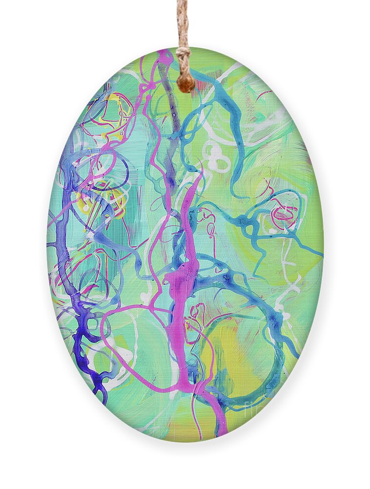 Modern Abstract Art Ornament featuring the painting Contemporary Abstract - Crossing Paths No. 2 - Modern Artwork Painting by Patricia Awapara