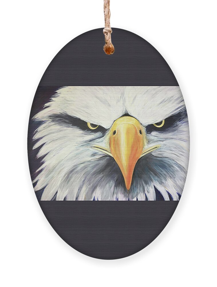 Eagle Ornament featuring the painting Conviction by Pamela Schwartz
