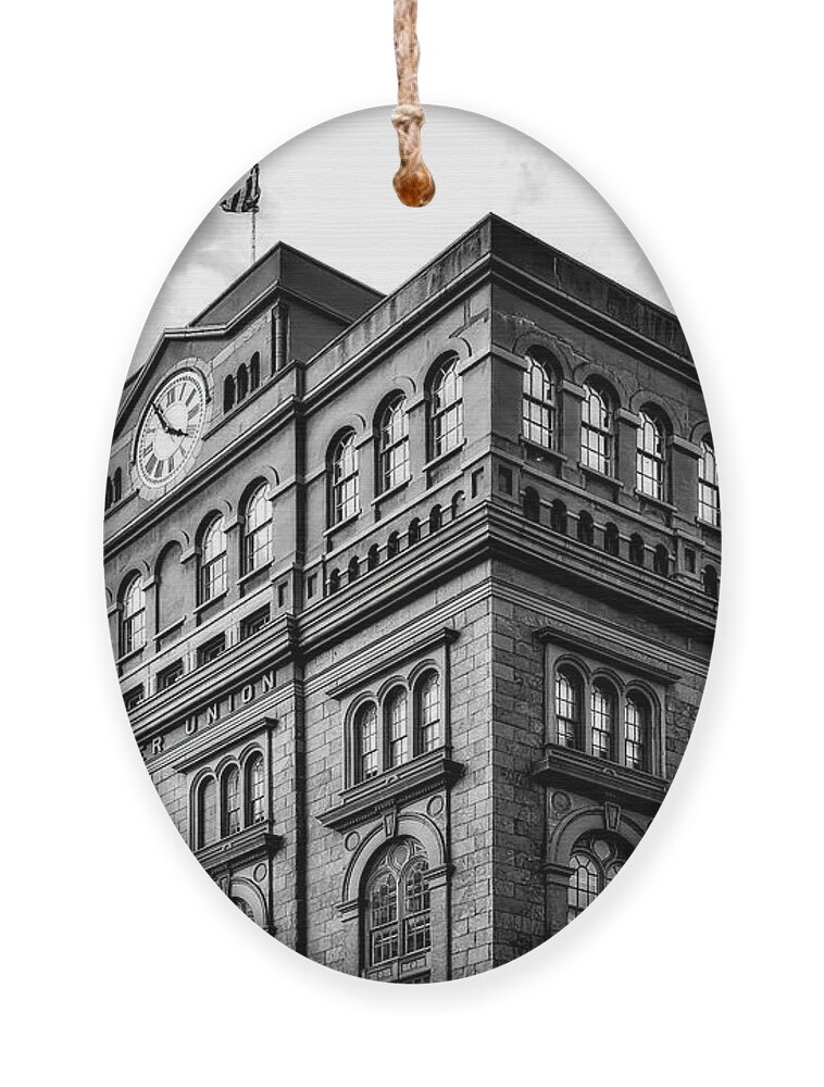 Cooper Union Ornament featuring the photograph Cooper Union College BW by Susan Candelario
