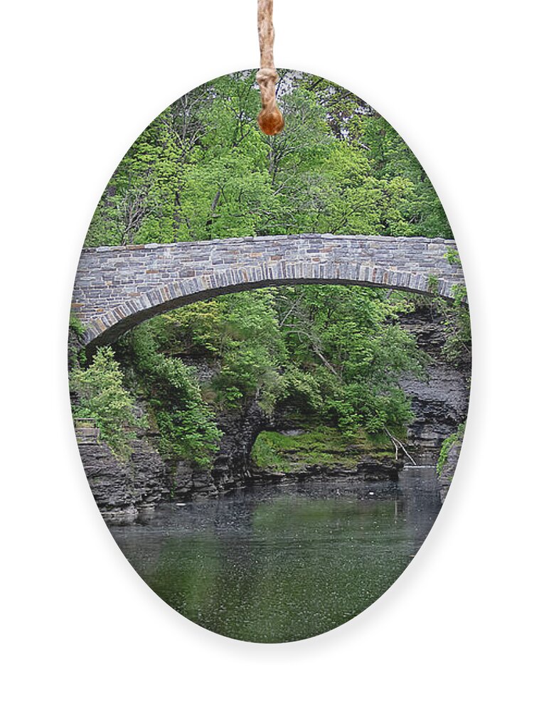 Stone Bridge Ornament featuring the photograph Cornell's Beebe Lake Bridge by Mindy Musick King