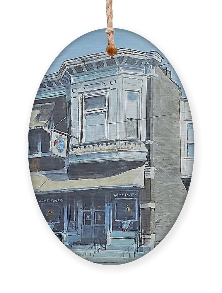Americana Ornament featuring the painting Corner Bar by William Brody