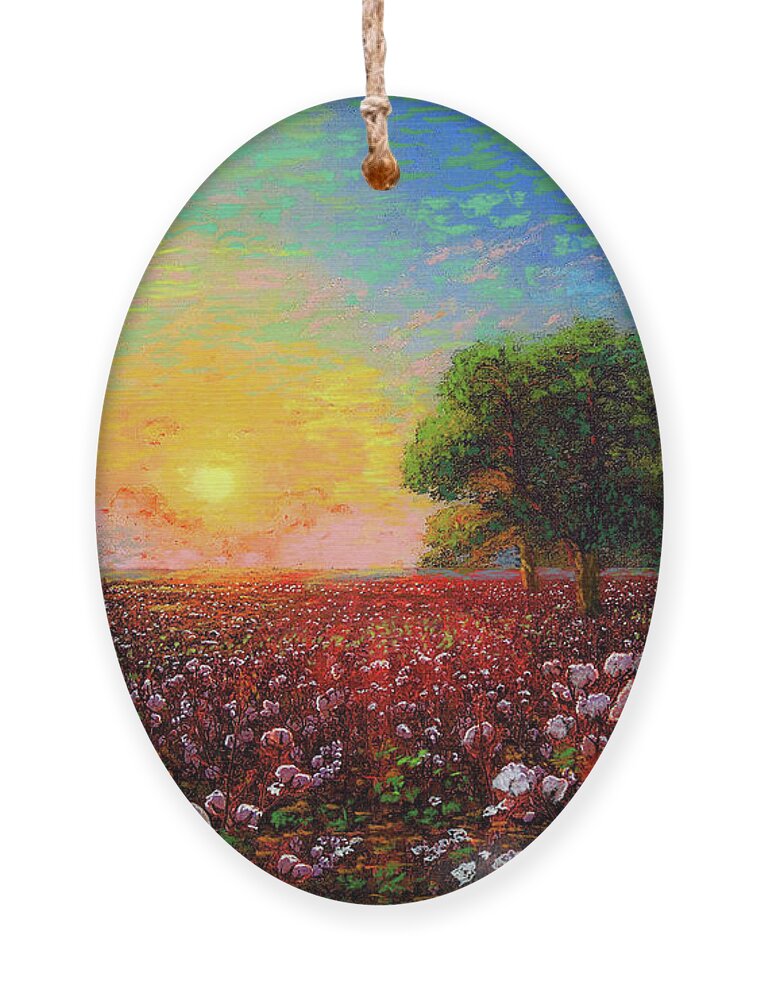 Floral Ornament featuring the painting Cotton Field Sunset by Jane Small