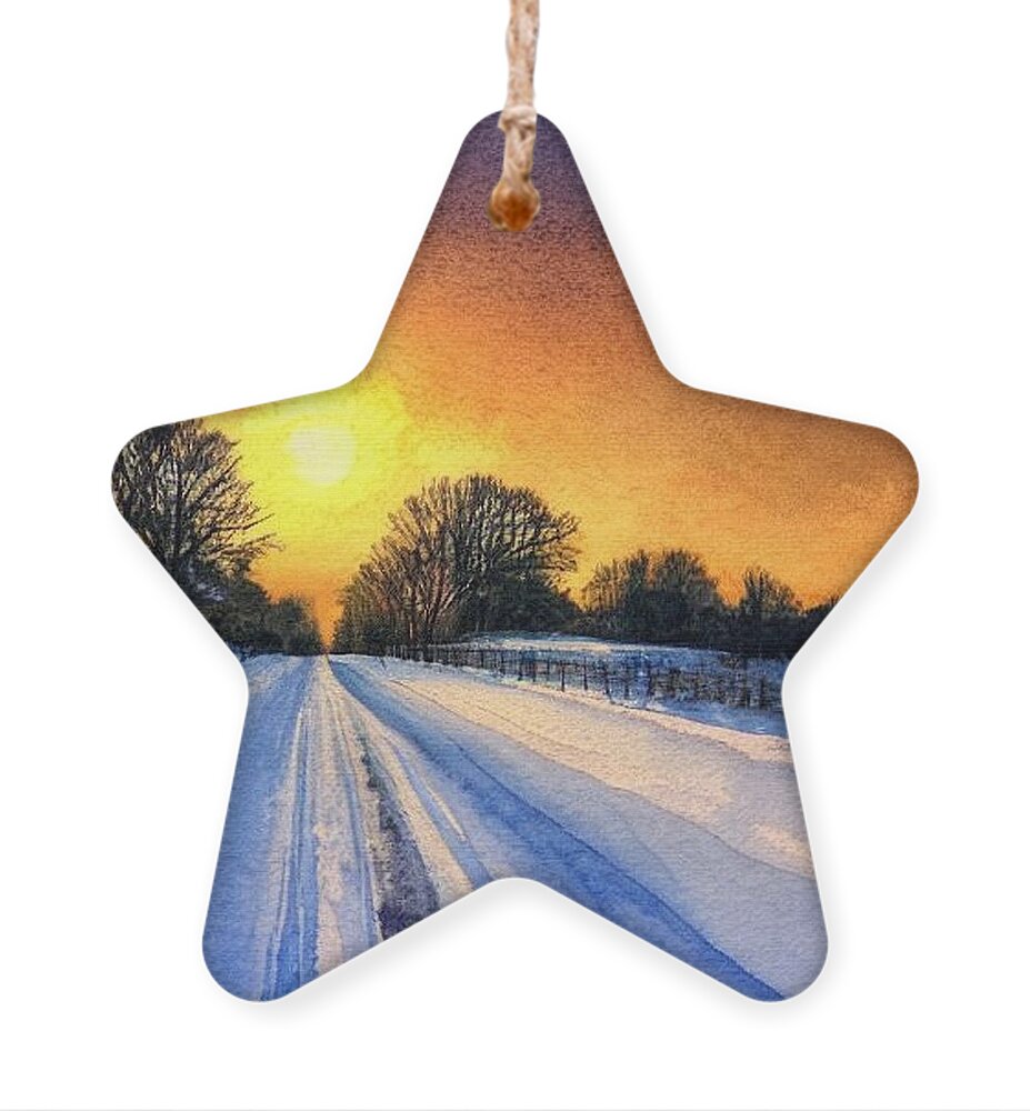 County Ornament featuring the painting Country Road at Sunset, Lancaster County by Christopher Lotito