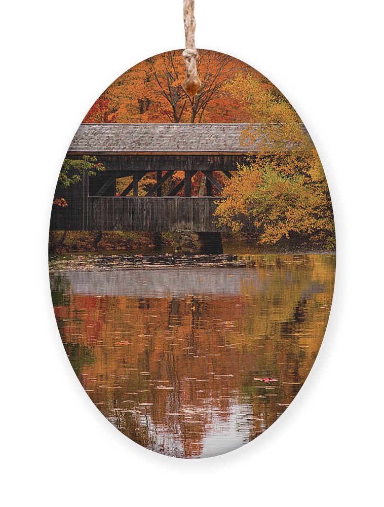 Sturbridge Massachusetts Ornament featuring the photograph Covered bridge at Sturbridge Village by Jeff Folger