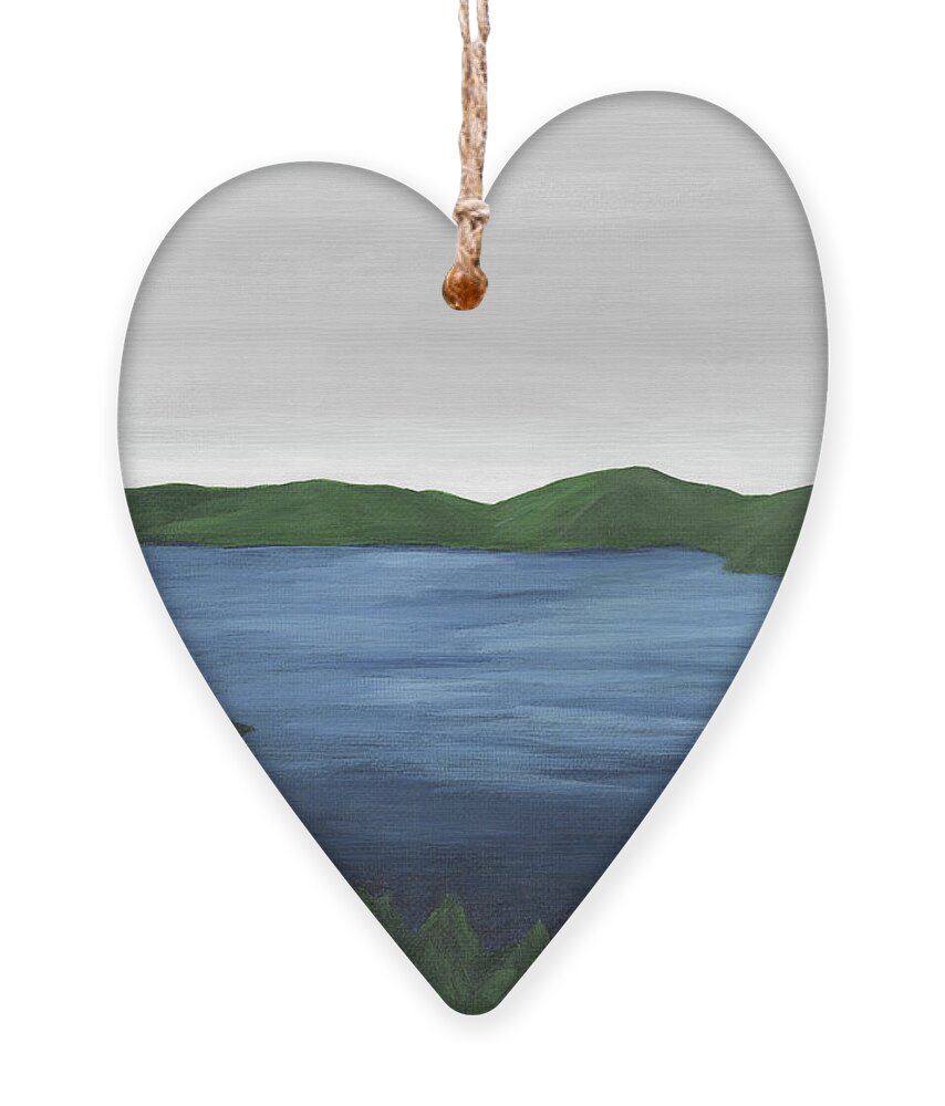 Navy Blue Ornament featuring the painting Crater Lake by Rachel Elise