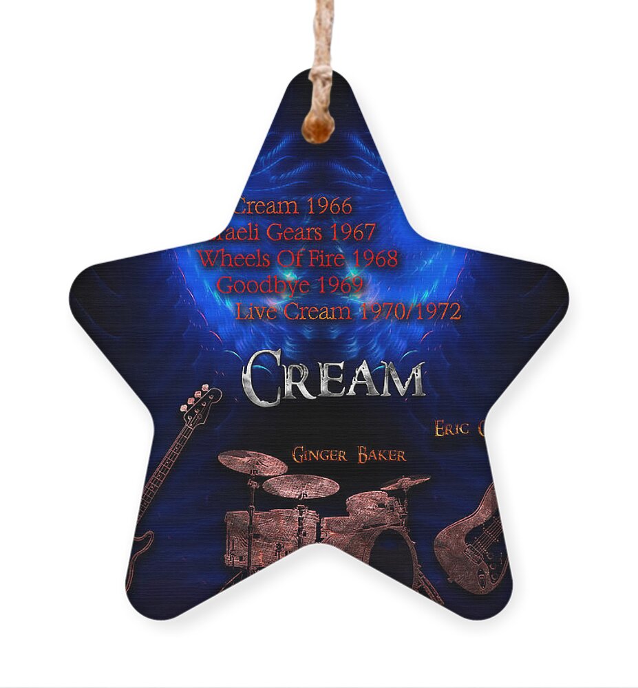 Eric Clapton Ornament featuring the digital art Cream Discography by Michael Damiani