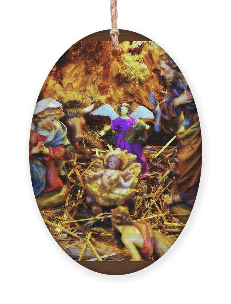 Orton Effect Ornament featuring the photograph Creche Nativity Figures - Orton Effect by Frank J Casella