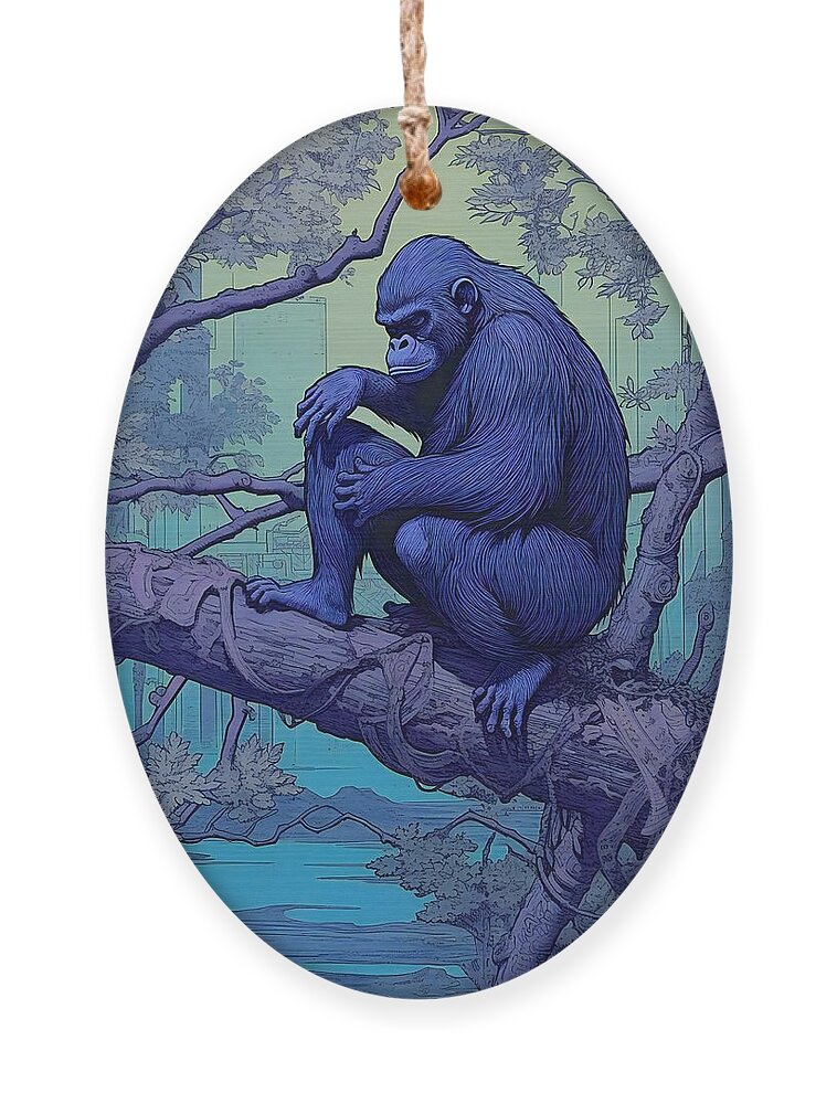 Cross River Gorilla Ornament featuring the digital art Cross River Gorilla by Caito Junqueira