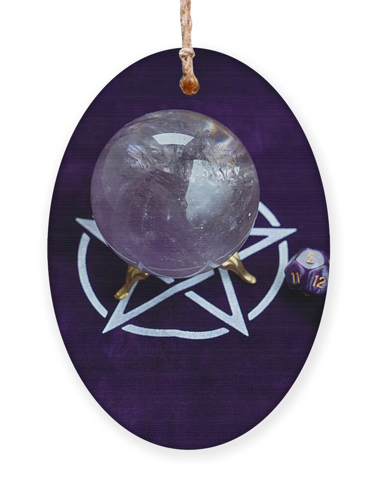 Astrology Ornament featuring the photograph Crystal Ball and Divination Dice by Anastasy Yarmolovich