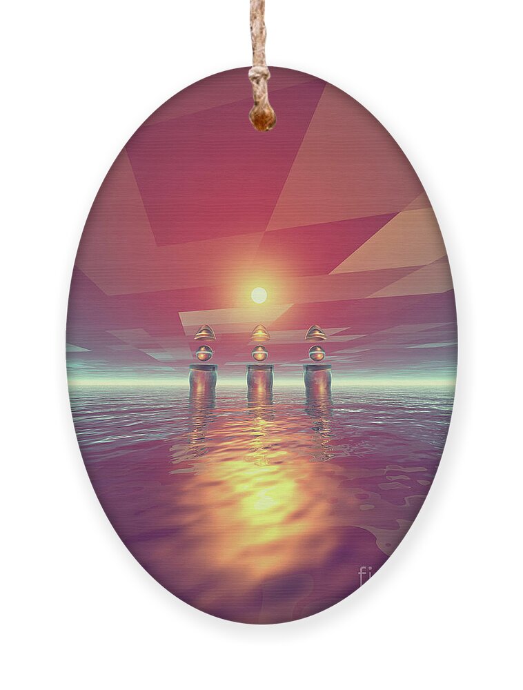 Surreal Ornament featuring the digital art Crystal Cones by Phil Perkins