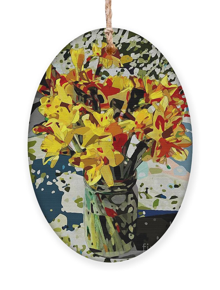 Daffodils Ornament featuring the photograph Cubistic Daffodils by Katherine Erickson