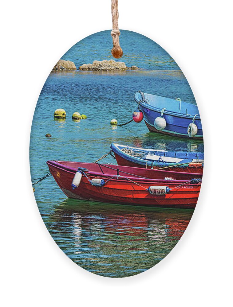 Fishing Boats Ornament featuring the photograph Cudillero Boats by Chris Lord