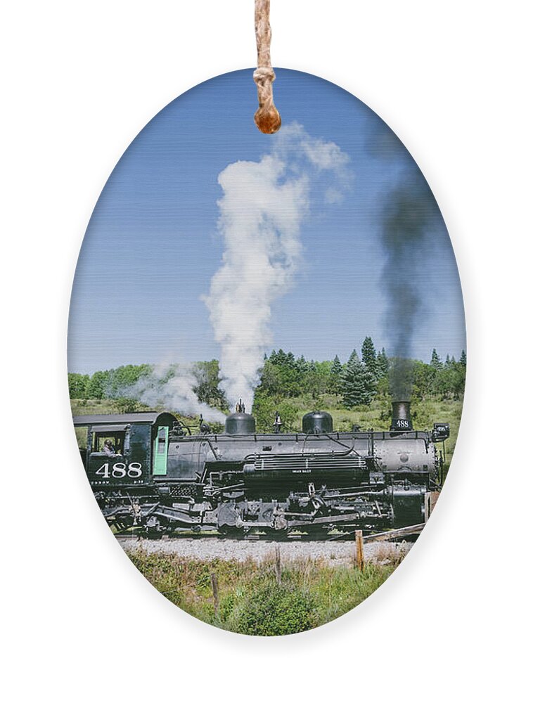 Chama Ornament featuring the photograph Cumbres and Toltec Locomotive 488 by Debra Martz