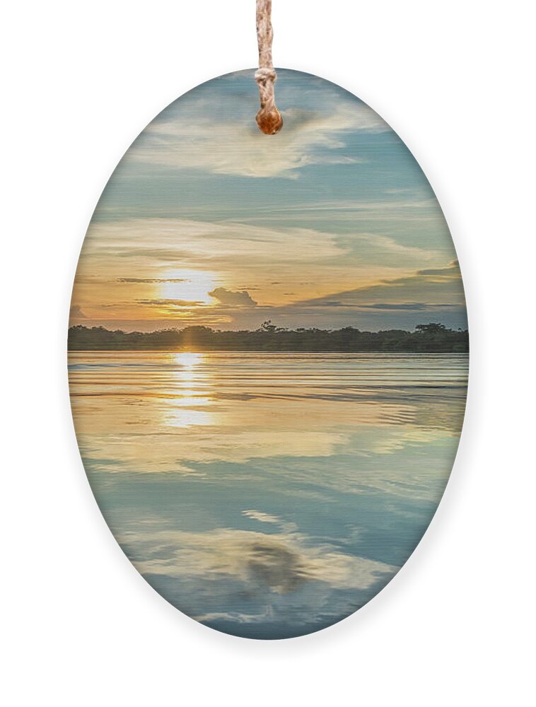 Amazon Ornament featuring the photograph Cuyabeno sunset Laguna Grande by Henri Leduc