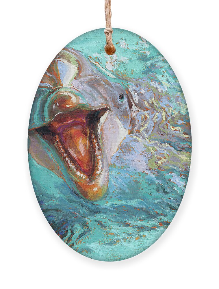 A-z Ornament featuring the pastel D is for Dolphin by Rita Kirkman