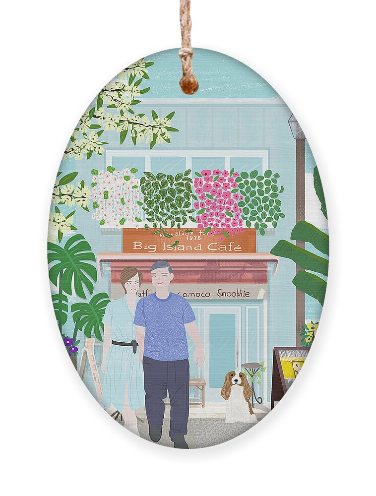 Scene Ornament featuring the drawing Daddy, I love you by Min Fen Zhu