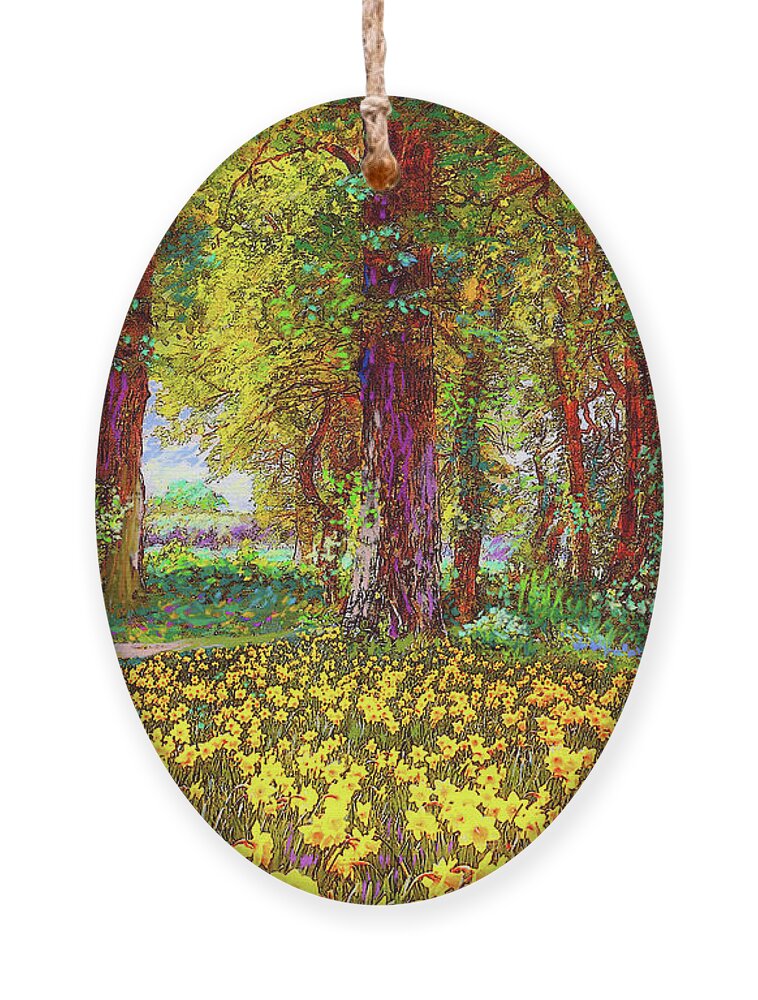 Landscape Ornament featuring the painting Daffodil Sunshine by Jane Small