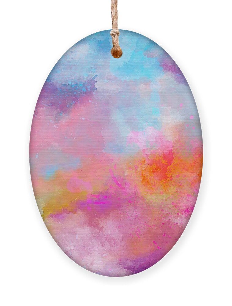 Watercolor Ornament featuring the digital art Daimaru - Artistic Abstract Blue Purple Bright Watercolor Painting Digital Art by Sambel Pedes