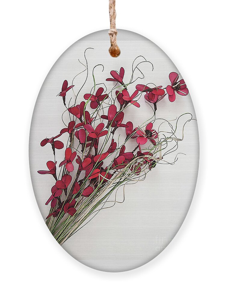 Floral Ornament featuring the digital art Dainty Red Right Slanted Bouquet by Kirt Tisdale