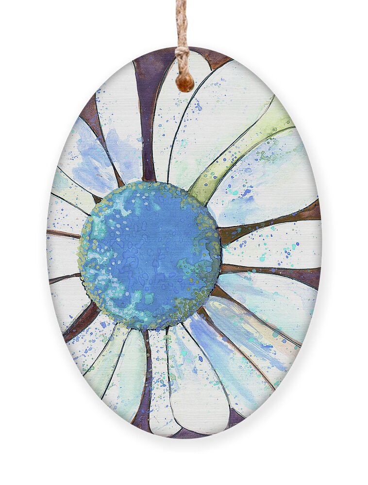 Daisy Ornament featuring the painting Daisy in Brown and Blue by Michele Fritz