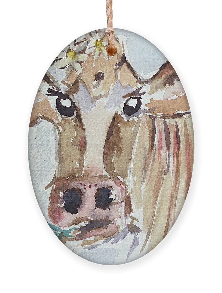 Cow Ornament featuring the painting Daisy Mae by Roxy Rich