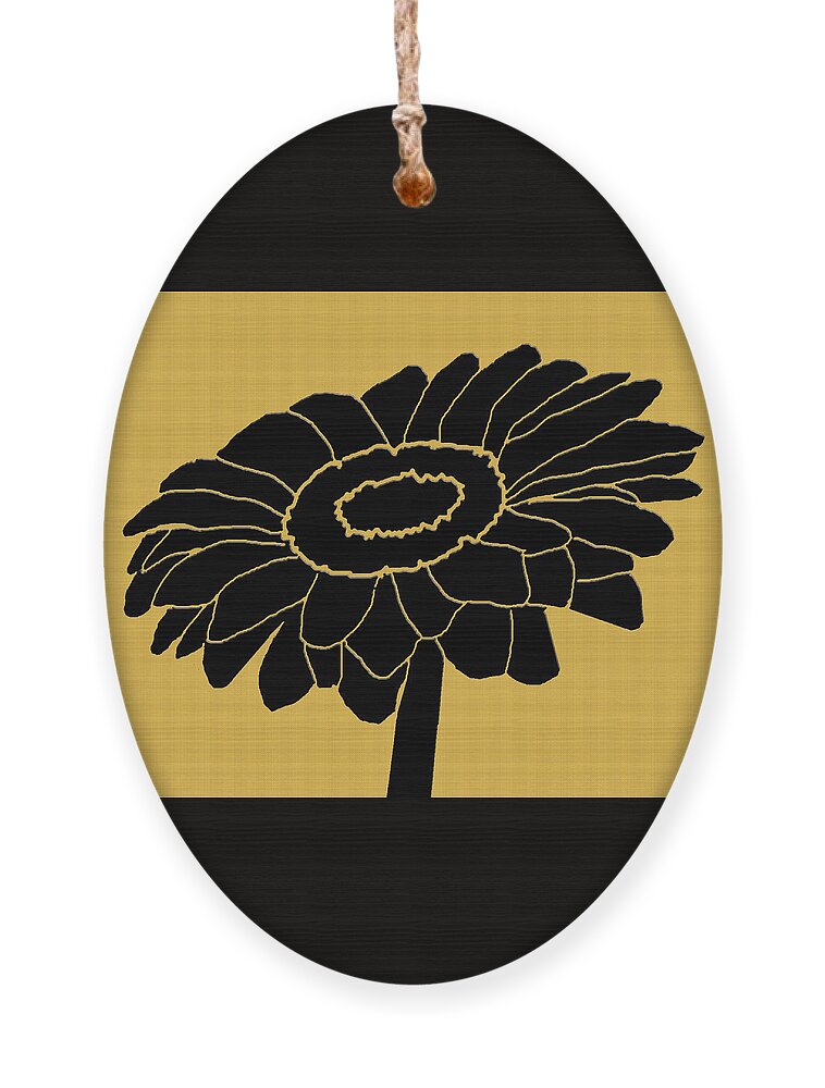 Daisy Ornament featuring the mixed media Daisy Silhouette in Gold by Kelly Mills