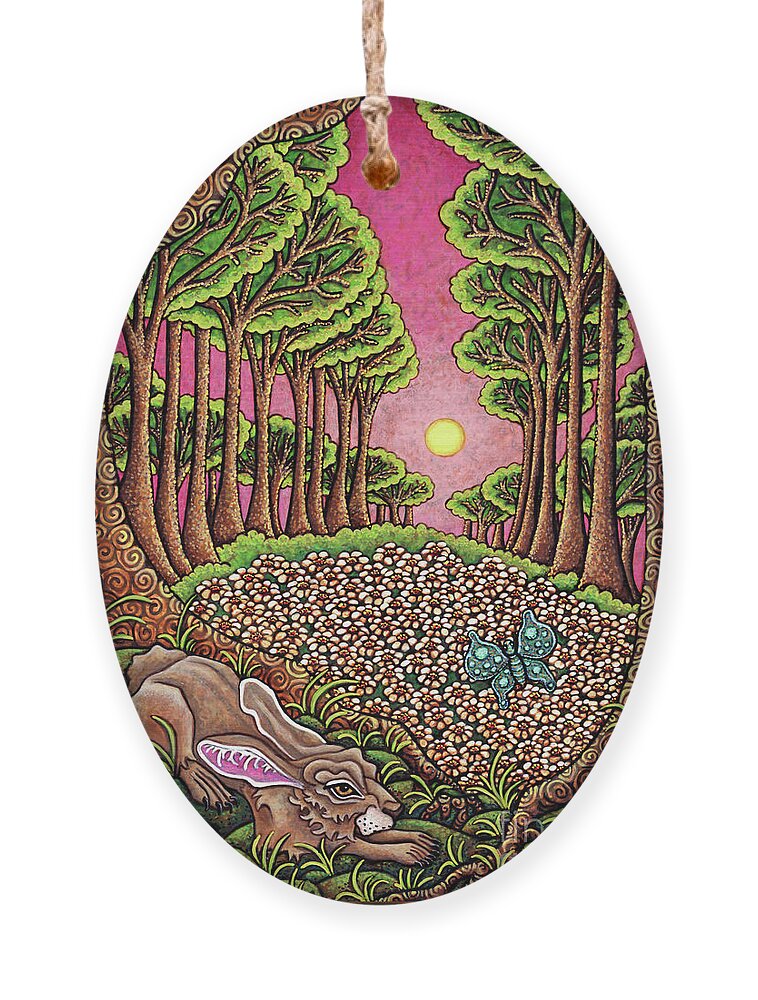 Hare Ornament featuring the painting Daisy Valley Sunrise by Amy E Fraser