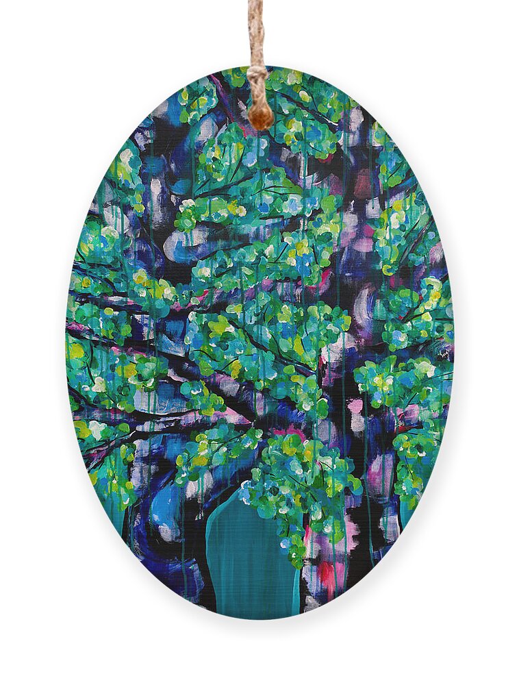 Trees Ornament featuring the painting Dancing in the Rain by Beth Ann Scott