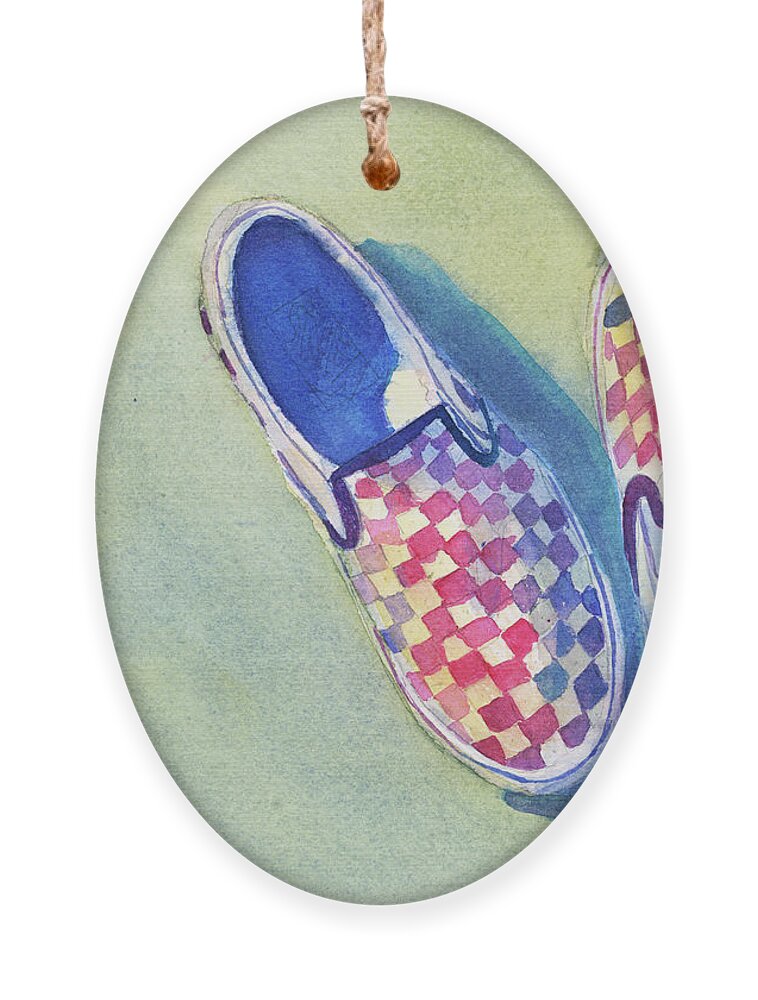 Shoes Ornament featuring the painting Dani's Shoes by Lois Blasberg