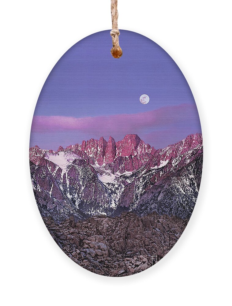 Dave Welling Ornament featuring the photograph Dawn Alpenglow Mount Whitney Eastern Sierras Clifornia by Dave Welling