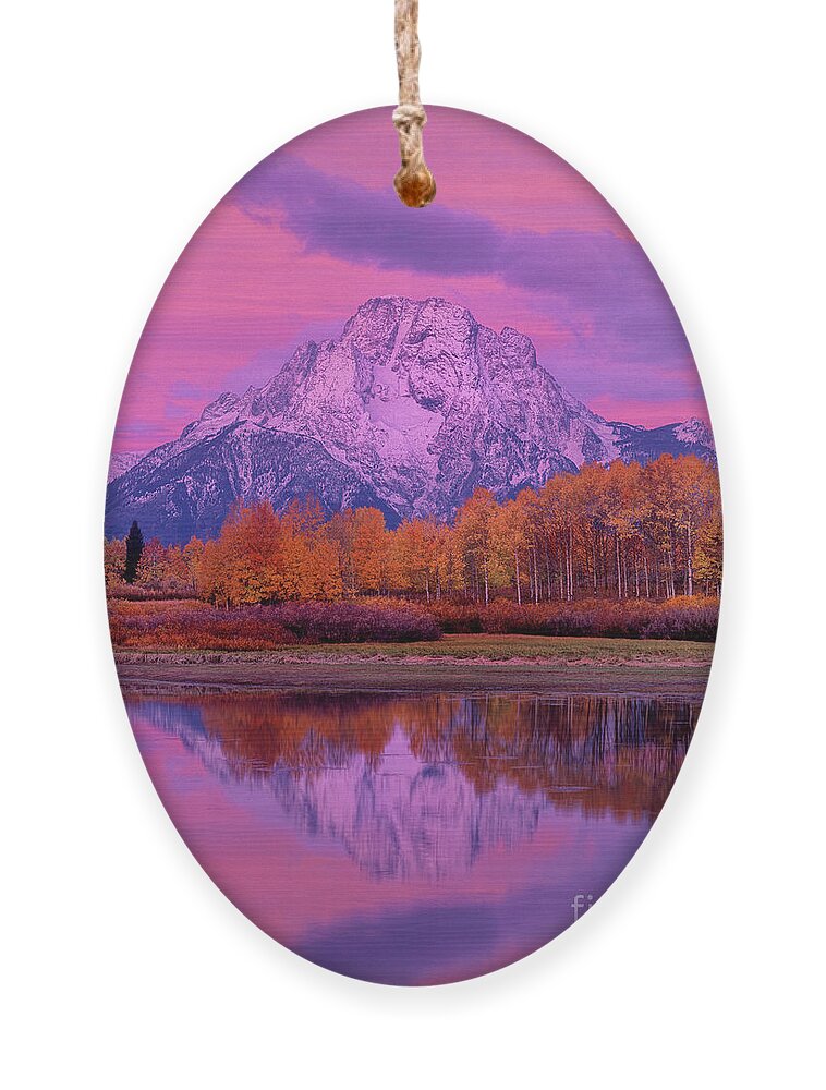 Dave Welling Ornament featuring the photograph Dawn Oxbow Bend In Fall Grand Tetons National Park by Dave Welling